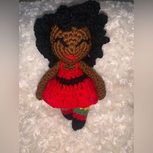 Black Brown Rasta one love  Crochet doll, 8  Doll, Handmade acrylic yarn
